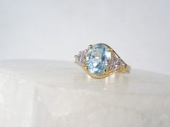 Sterling Silver 925 Natural Heated Blue Topaz Ring Size 7