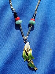 ORIGINAL Antique Deco Diamond Necklace Victorian Jade Onyx Coral Chain 14K GOLD