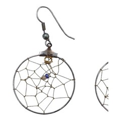 Dreamcatcher Earrings Vintage 1970s Beaded Dangle Drop