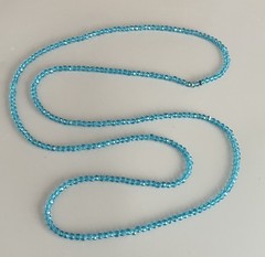 VTG 40” Single Strand Tiny Turquoise Crystal Beaded Slip On Necklace No Clasp