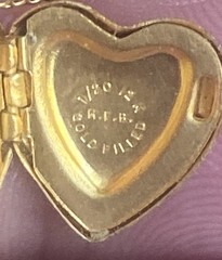 RARE Vintage Henry F Barrows HFB Etched 1/20 12k GF Heart Locket Necklace 13.5”