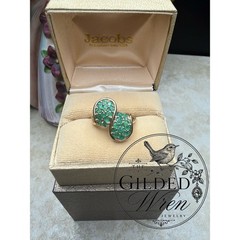 Vintage 10K Gold Natural Emerald Bypass Statement Ring Sz 7 Estate 4.40g