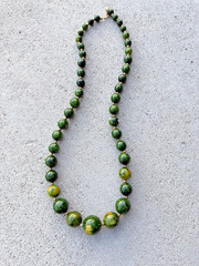 Vintage Bakelite Catalin Chunky Boho Necklace 27” 76.9g Tested Green Beads Deco