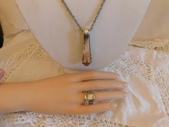 Vintage Spoon Ring and Spoon Handle Pendant Necklace Silver Plated Roger Bros IS