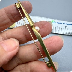 Antique 8K Bar Pin with 4.7mm Pearl 1.75″ 2.9 grams