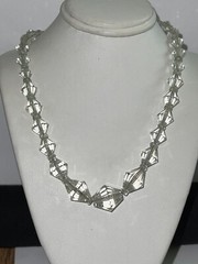 Vintage Graduated Clear Faceted Cut Czech Crystal Bead Strand Necklace 16” Chain