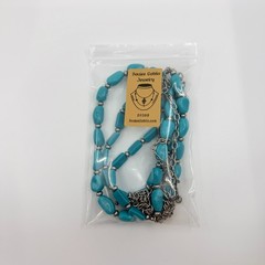 Vintage Silver Tone Turquoise Color Necklace Multi Strand Chunky Layered Chain