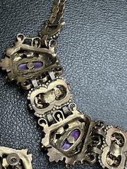 Vintage SELRO SELINI Gold Tone Purple Necklace & Earrings Book Piece Set