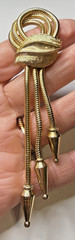 Francois Vintage Gold Tone Triple Coil Leaf Dangle Brooch Pin 4 3/4″ Signed