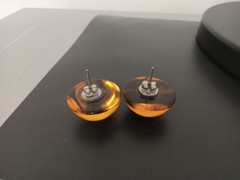 Vintage Amber Acrylic Resin Stud Earrings