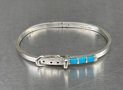 Vintage Sterling Silver & Turquoise Mexico Bracelet Belt Buckle 925 western