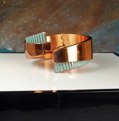 MATISSE SCULTURA Blue Enamel Signed Set 1950s Wearable Art Abstract Modern 96.6g