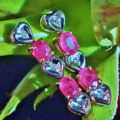 14k multi tone gold 1.03ct natural dia dangle earrings ruby heart treated 2.27gr