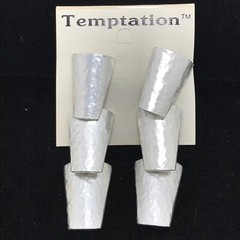 Vintage Temptation Fashion Jewlery Silver Tone Statement Clip-on Earrings