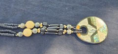 Horn Bone Shell Mother of Pearl Jet Abalone African Tribal Style 24″ L Necklace