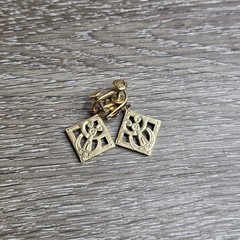 Vintage JMS 1/20 12K Gold Filled Screw Back Dangle Earrings Women Geometric