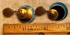 Vintage 1980’s Earrings With Shell Shaped Studs And Drop Dangle Assemblage