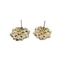 Crystal Flower Pierced Earring Silver Tone White Couture .75 im