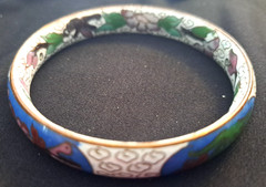 VINTAGE Cloisonne Floral Enamel on Brass Bracelet