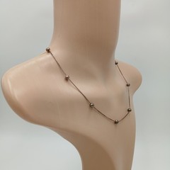 925 Italy Station Necklace 18in Sterling Silver 3g Patina Intact Beads Box Chain