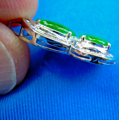 Original EARTH MINED Jadeite JADE DIAMOND Deco Pendant Medallion 18K WHITE GOLD