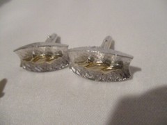 SWANK Set of 2 Cufflinks a Silvertone w/Goldtone design & Goldtone w/Faux Stone