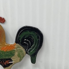 Vintage Germany KUHN ZINN ZINC 93% Rooster Enameled Broch