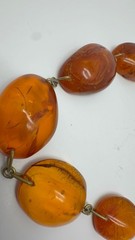 Vintage Amber Necklace Large Natural Amber Beads Baltic Style Statement 41.4g
