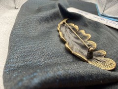 Vintage Tortolani Signed Large Leaf Statement Gold Tone Pin Brooch 3.5 Inches