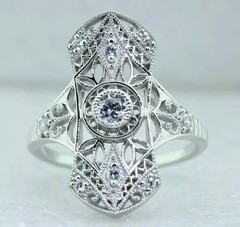 Art Deco Style Round Lab Created Diamond 14k White Gold FN Engagement Gift Ring