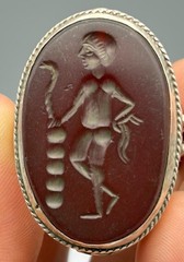 Ancient Greek Mythology Hermes Mercury Intaglio Carnelian Sterling Silver Ring