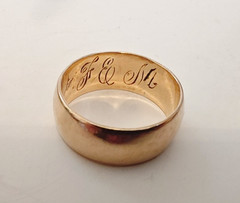 Antique 14K Yellow Gold 7 mm Wide Band Ring – Size 6 – 4.5g Signed (1888-1920s)