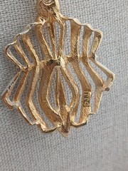 RARE J.J Gold Tone White Enamel Geometric Art Deco inspired pendant necklace
