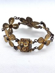 Vintage 1930s Art Deco Filigree Floral Bracelet Gold Tone 7 Inches