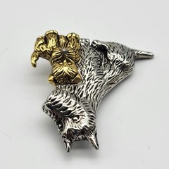 Vintage Liz Claiborne Scottie Dog Puppy Brooch Mom baby Scottish Terrier