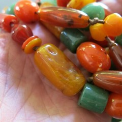 Vintage Plastic Beaded Necklace Multi Colored 56 in [5485]