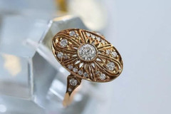 3.6Ct Vintage Art Deco Style Lab Created Diamond Engagement 14K Gold Finish Ring