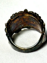 VINTAGE STERLING WIDE FLOWER ROSE ENAMEL CIGAR BAND RING SIZE 6.25 – FREE SHIP