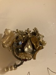 Elegant Lot Vintage Mosiac Earrings Handmade Pendant Creamy Jewelry Antique