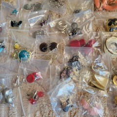HUGE lot 126 Pairs Earrings Silver & Gold Tone Dangle Studs Hoops ALL WEARABLE