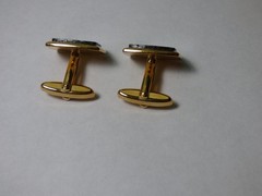 Fathers Day Rectangle Vibrant Inlay Abalone Gold Tone Cufflinks 3/4”