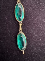 Stunning Antique Art Deco Emerald Green Glass Panel Link Bracelet 1930’s
