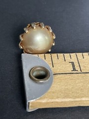 Marvella Claw Button Faux Pearl Earrings Clip On Gold Tone Vintage Retro Career
