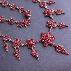 NO TARIFF Antique Bohemian Garnet Necklace Collier Tombac Gilded