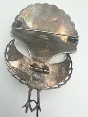 Vtg Siam Sterling Silver Peacock Brooch – Niello Enamel Thai Bird Pin – As Is –