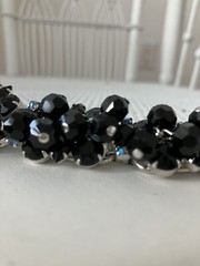 RARE! JULIANA Jet Black Cha Cha Dangle Bead Bracelet AB Rhinestone Clasp! Mint!