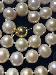 Necklace 10mm Cultured Pearl pinkish lavender KNOTTED silk 9mm 14k ball clasp