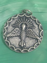 3cm Icon Brand Silver Metal Holy Spirit Pendant Necklace Dove Of Peace 2 Sided
