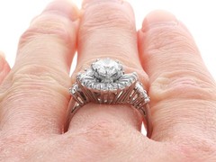 Antique Art Deco 2.48Ct Diamond and 18k White Gold Cocktail Ring Circa 1935
