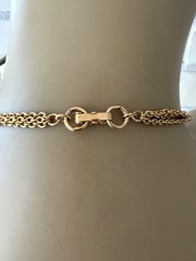 ESTATE VINTAGE GOLD TONE LARIAT CHAIN TEXTURED BEAD TASSEL NECKLACE 14″